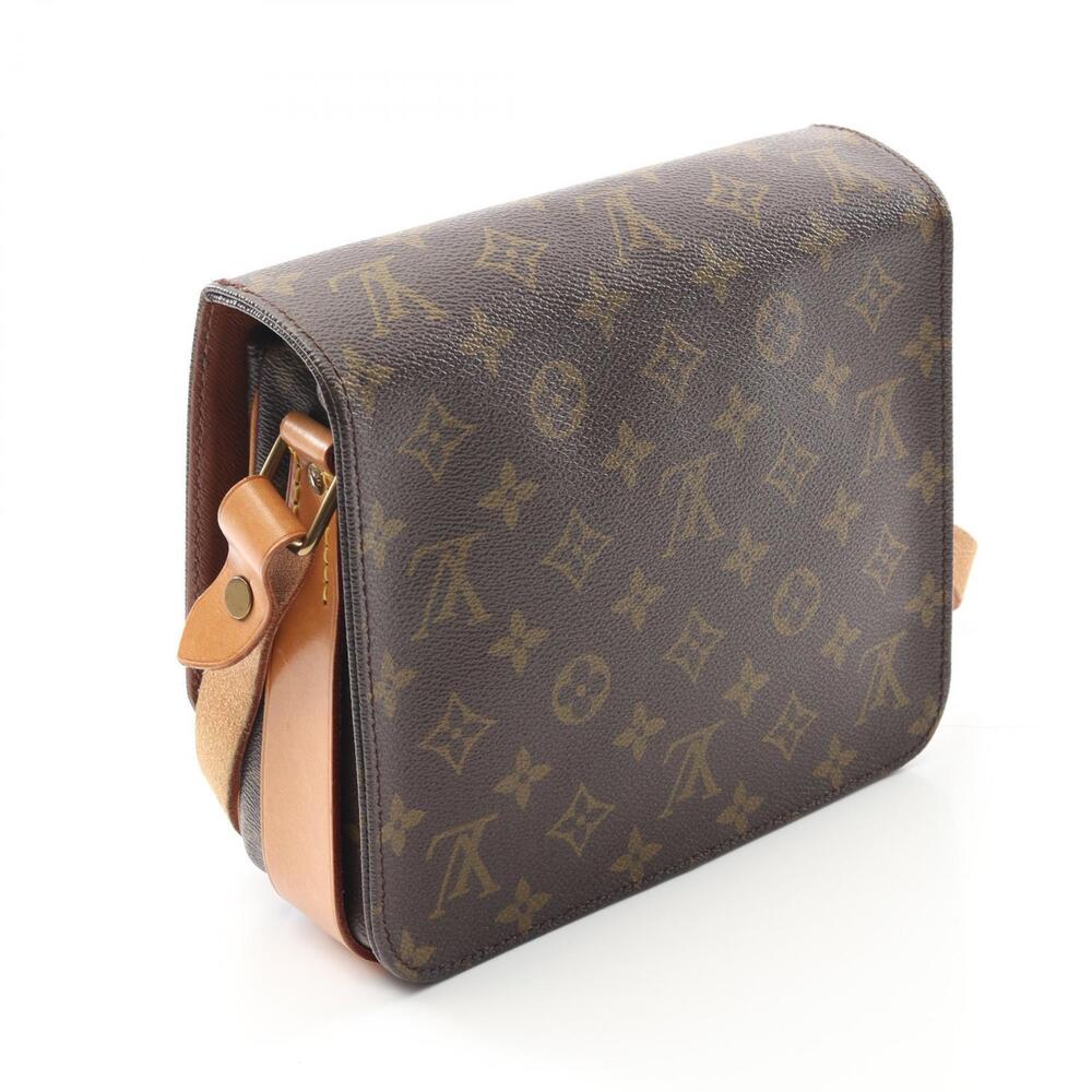 Louis Vuitton Brown Leather Canvas Cartouchiere Monogram Bag Shoulder